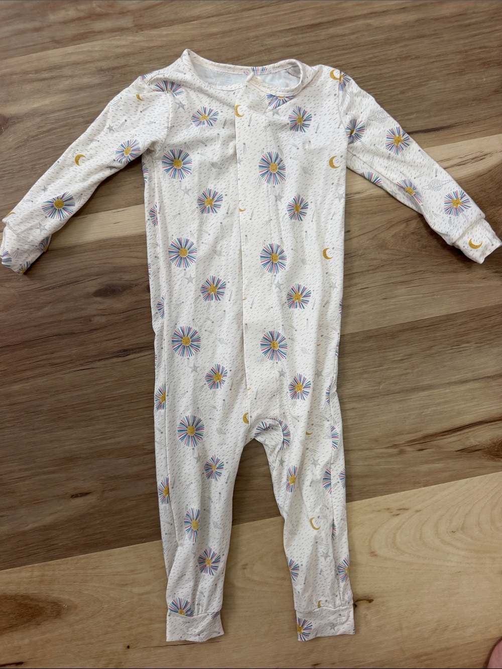 Magnetic Me White Footie with Pastel Starburst & Gold Moon Print 9-12mo